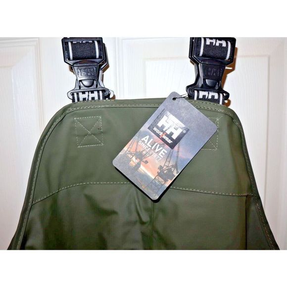 Helly Hansen 70529-480 Men's Sz L Army Green Pvc/Polyester Workwear Mandal Bib - Picture 5 of 9